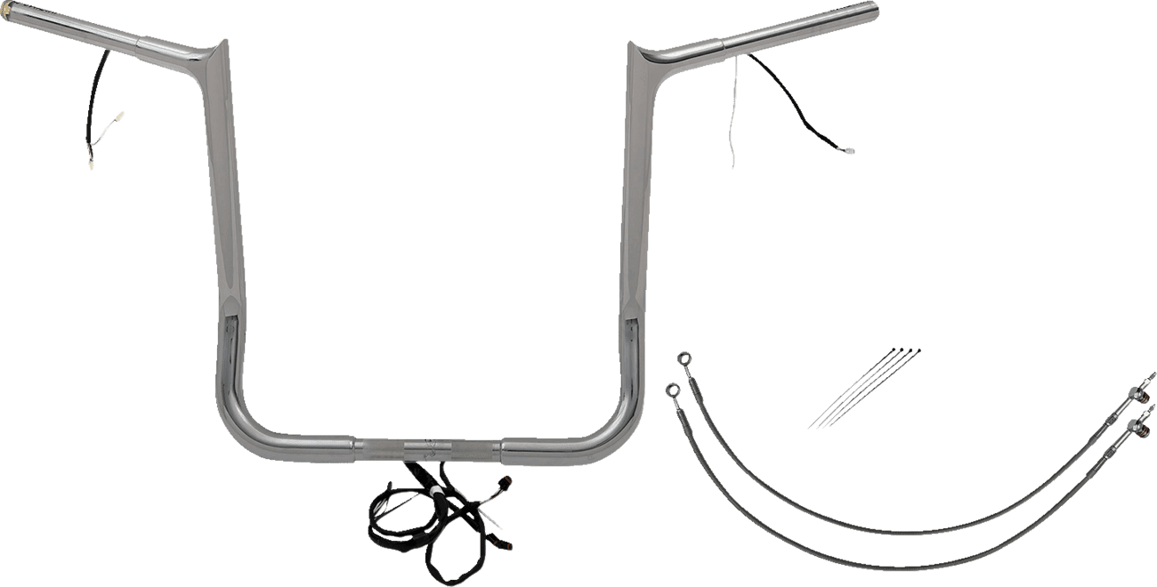 FAT BAGGERS INC. 0601-6144 EZ Install Wired 1-1/4" Pointed Top Handlebar Kit - 16" - Chrome