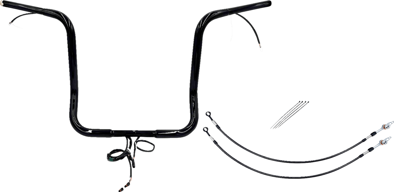 FAT BAGGERS INC. 0601-6145 EZ Install Wired 1-1/4" Pointed Top Handlebar Kit - 16" - Black