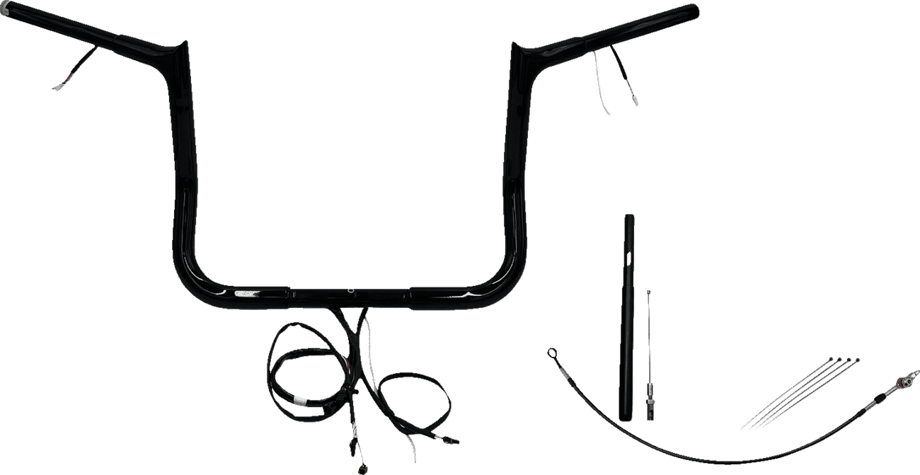 FAT BAGGERS INC. 0601-6147 EZ Install Wired 1-1/4" Pointed Top Handlebar Kit - 12" - Black