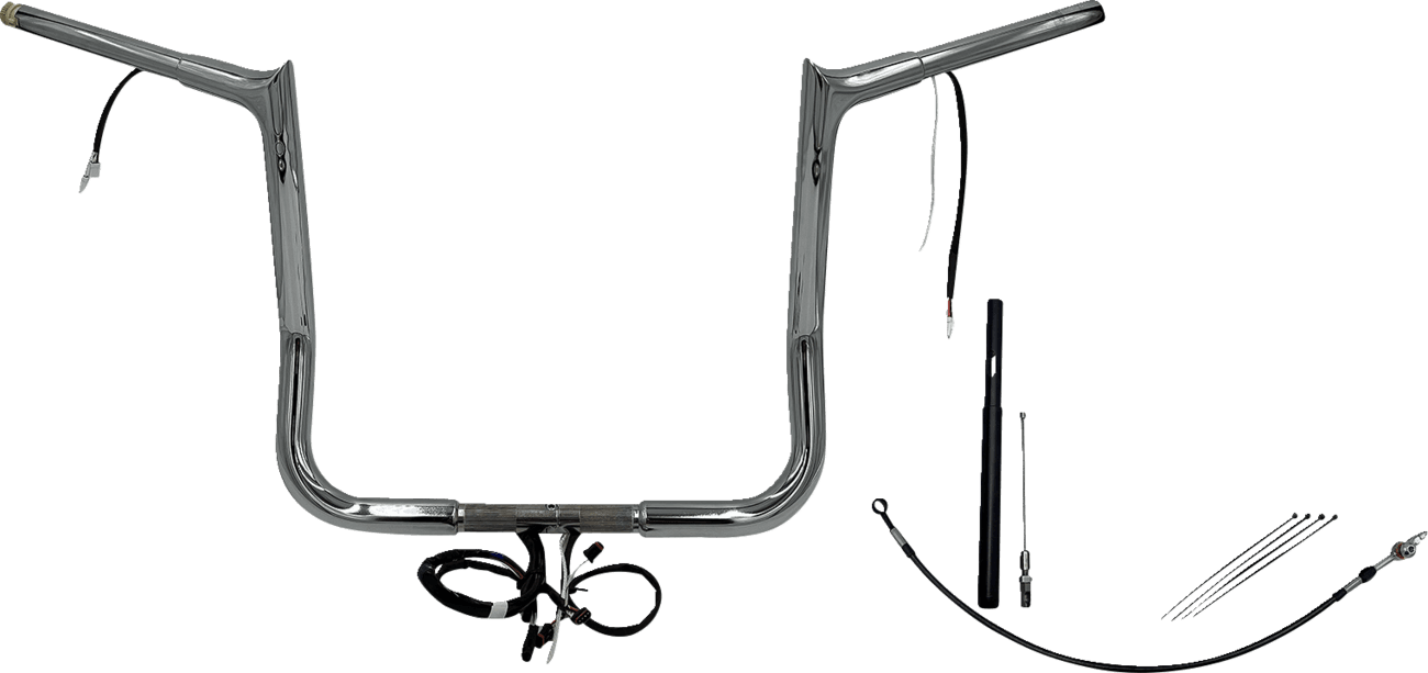 FAT BAGGERS INC. 0601-6148 EZ Install Wired 1-1/4" Pointed Top Handlebar Kit - 14" - Chrome