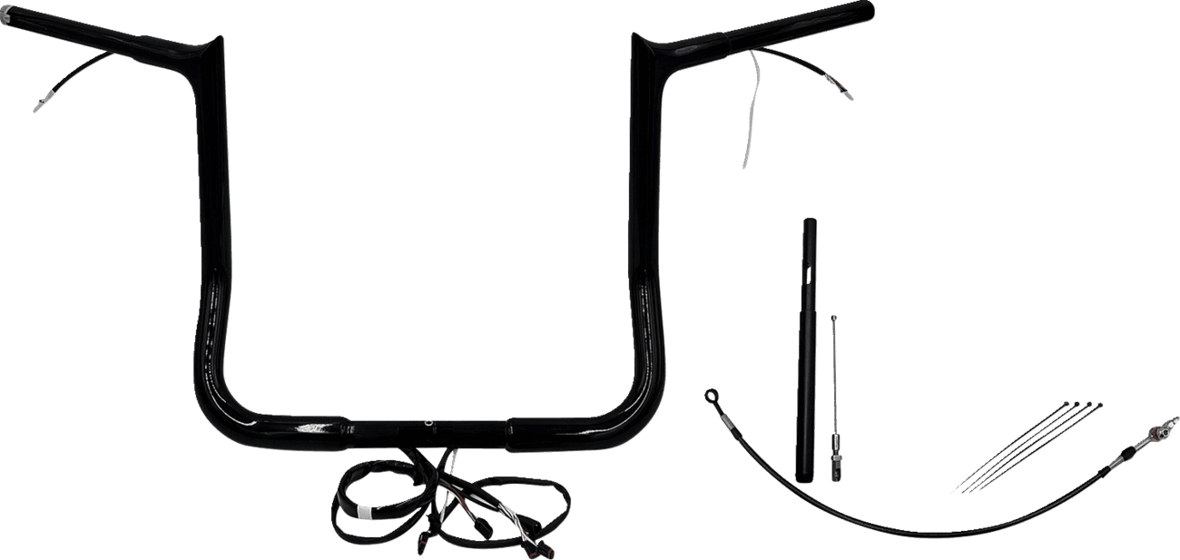 FAT BAGGERS INC. 0601-6149 EZ Install Wired 1-1/4" Pointed Top Handlebar Kit - 14" - Black