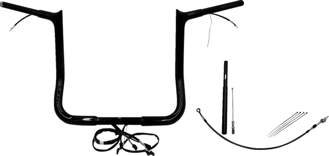 FAT BAGGERS INC. 0601-6149 EZ Install Wired 1-1/4" Pointed Top Handlebar Kit - 14" - Black