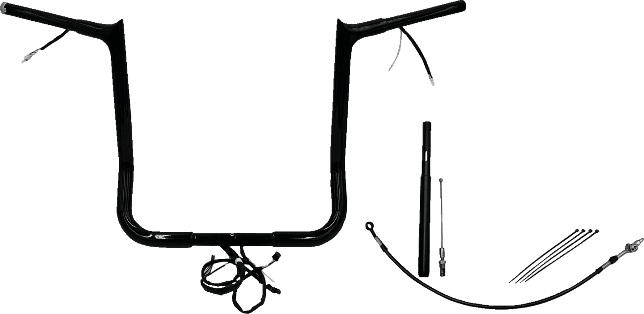 FAT BAGGERS INC. 0601-6151 EZ Install Wired 1-1/4" Pointed Top Handlebar Kit - 16" - Black