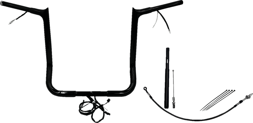FAT BAGGERS INC. 0601-6151 EZ Install Wired 1-1/4" Pointed Top Handlebar Kit - 16" - Black