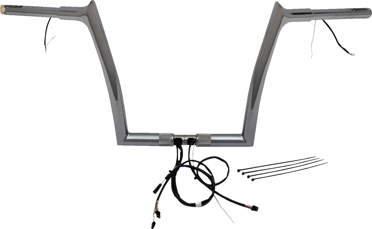 FAT BAGGERS INC. 0601-6152 EZ Install Wired 1-1/4" Pointed Top Handlebar Kit - 12" - Chrome