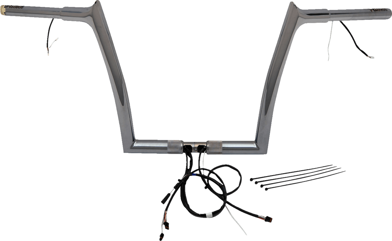 FAT BAGGERS INC. 0601-6152 EZ Install Wired 1-1/4" Pointed Top Handlebar Kit - 12" - Chrome