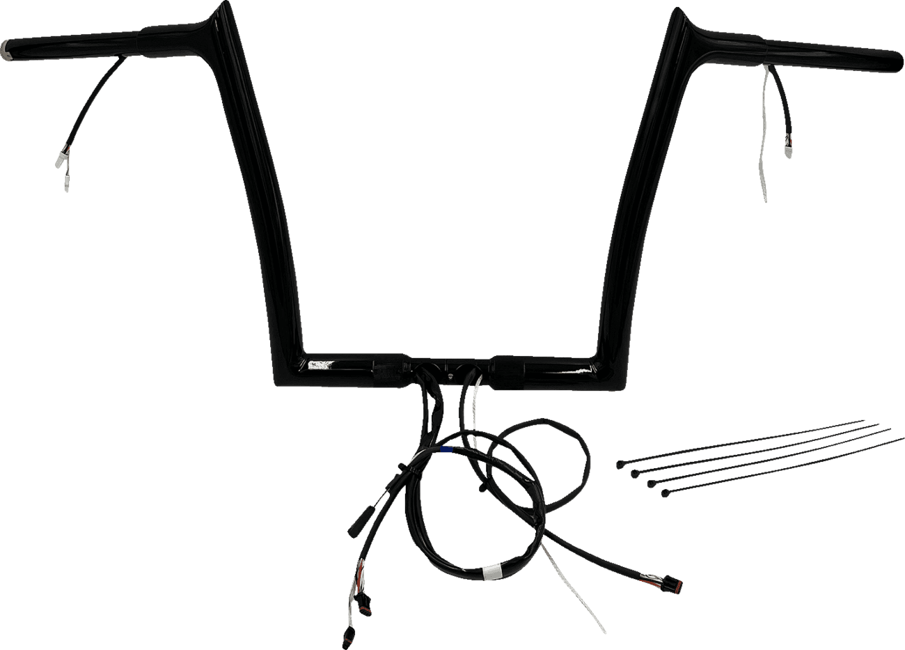 FAT BAGGERS INC. 0601-6153 EZ Install Wired 1-1/4" Pointed Top Handlebar Kit - 12" - Black