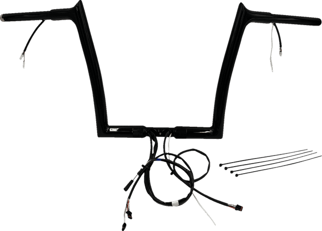 FAT BAGGERS INC. 0601-6153 EZ Install Wired 1-1/4" Pointed Top Handlebar Kit - 12" - Black