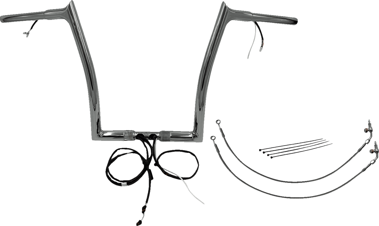 FAT BAGGERS INC. 0601-6154 EZ Install Wired 1-1/4" Pointed Top Handlebar Kit - 14" - Chrome