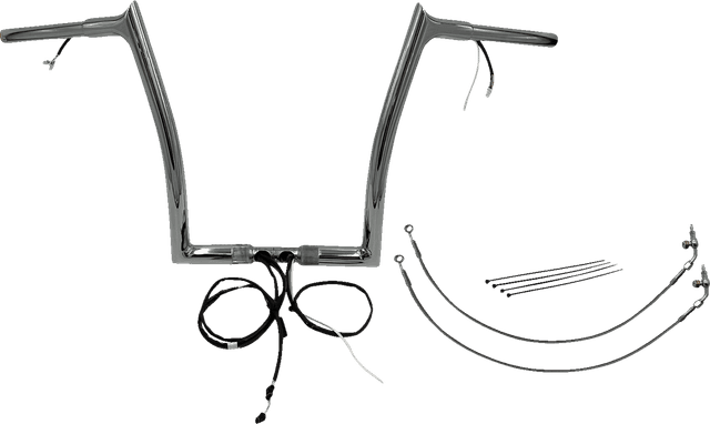 FAT BAGGERS INC. 0601-6154 EZ Install Wired 1-1/4" Pointed Top Handlebar Kit - 14" - Chrome