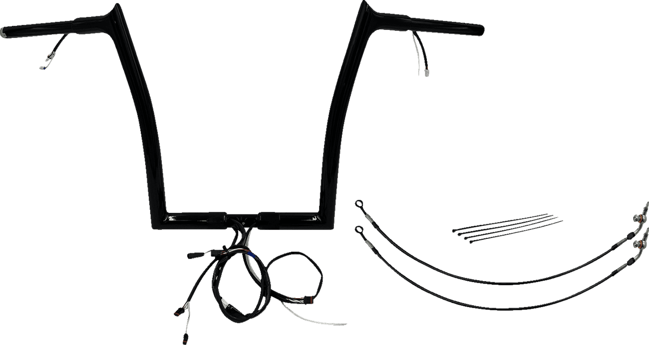 FAT BAGGERS INC. 0601-6155 EZ Install Wired 1-1/4" Pointed Top Handlebar Kit - 14" - Black
