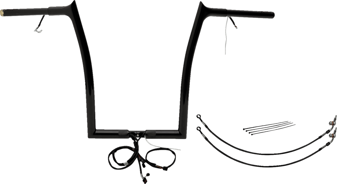 FAT BAGGERS INC. 0601-6157 EZ Install Wired 1-1/4" Pointed Top Handlebar Kit - 16" - Black