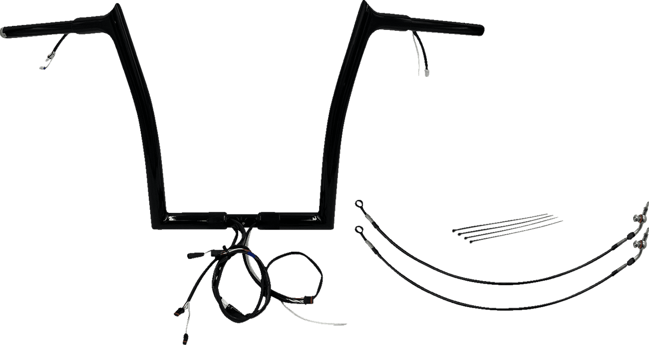 FAT BAGGERS INC. 0601-6161 EZ Install Wired 1-1/4" Pointed Top Handlebar Kit - 14" - Black