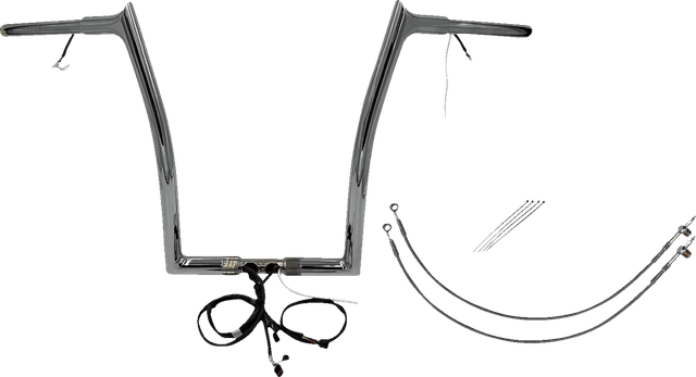 FAT BAGGERS INC. 0601-6162 EZ Install Wired 1-1/4" Pointed Top Handlebar Kit - 16" - Chrome