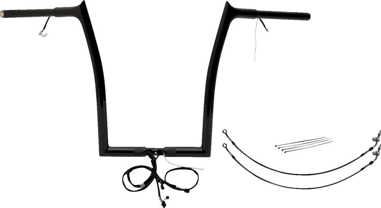 FAT BAGGERS INC. 0601-6163 EZ Install Wired 1-1/4" Pointed Top Handlebar Kit - 16" - Black