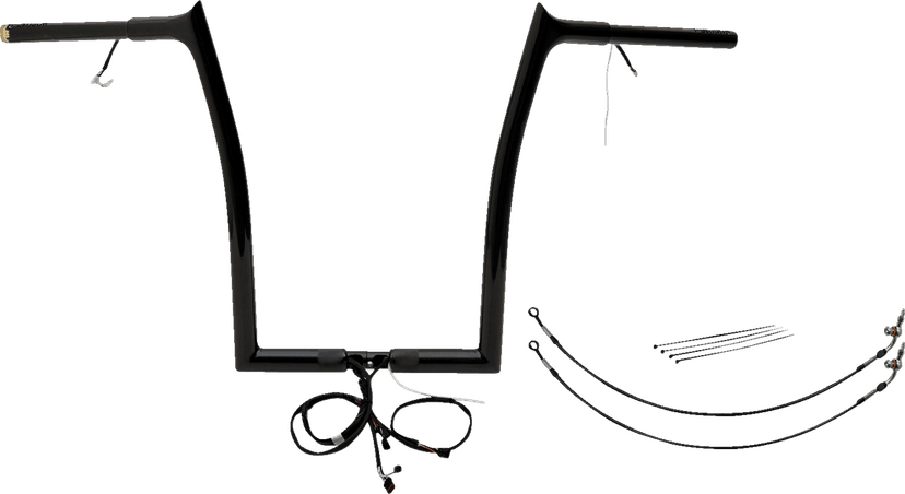 FAT BAGGERS INC. 0601-6163 EZ Install Wired 1-1/4" Pointed Top Handlebar Kit - 16" - Black