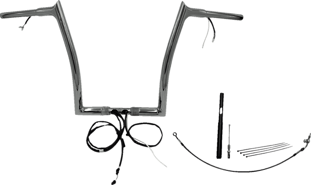 FAT BAGGERS INC. 0601-6164 EZ Install Wired 1-1/4" Pointed Top Handlebar Kit - 14" - Chrome