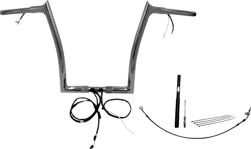 FAT BAGGERS INC. 0601-6164 EZ Install Wired 1-1/4" Pointed Top Handlebar Kit - 14" - Chrome