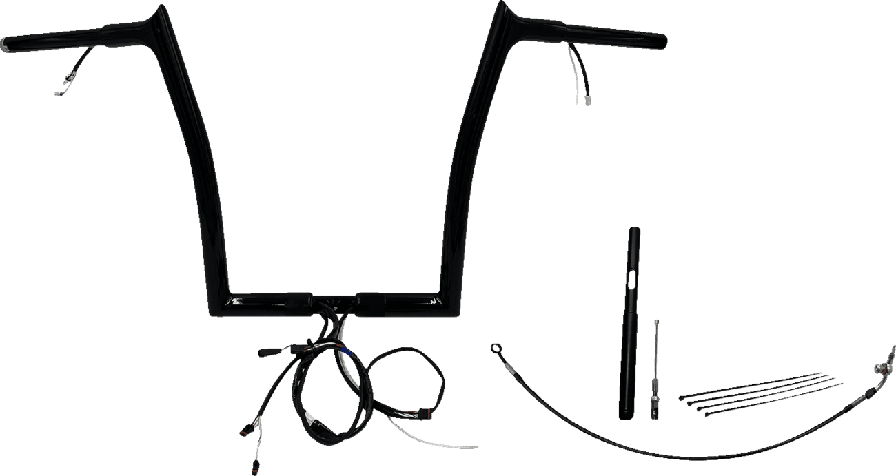 FAT BAGGERS INC. 0601-6165 EZ Install Wired 1-1/4" Pointed Top Handlebar Kit - 14" - Black