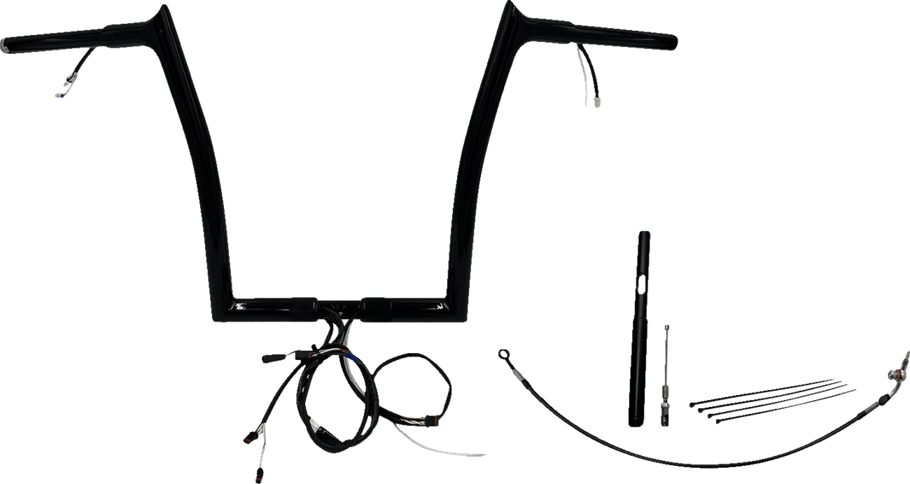 FAT BAGGERS INC. 0601-6165 EZ Install Wired 1-1/4" Pointed Top Handlebar Kit - 14" - Black
