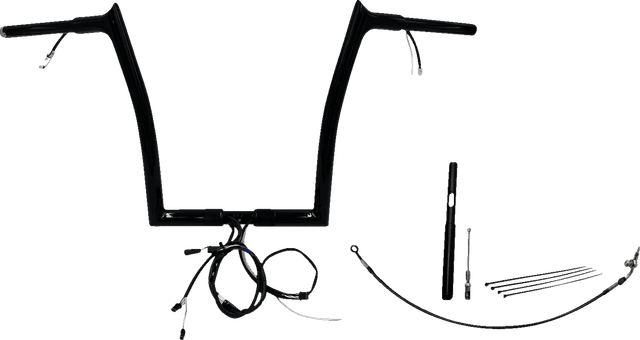 FAT BAGGERS INC. 0601-6165 EZ Install Wired 1-1/4" Pointed Top Handlebar Kit - 14" - Black