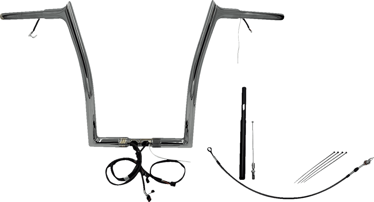 FAT BAGGERS INC. 0601-6166 EZ Install Wired 1-1/4" Pointed Top Handlebar Kit - 16" - Chrome