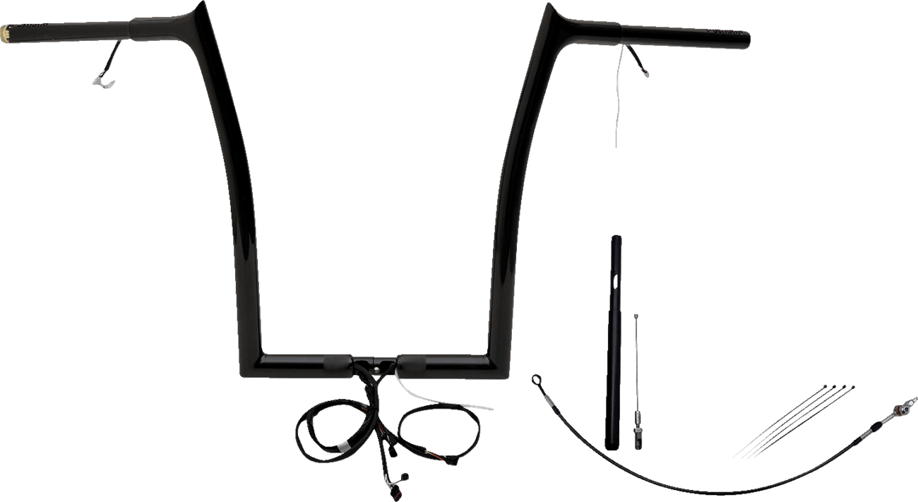 FAT BAGGERS INC. 0601-6167 EZ Install Wired 1-1/4" Pointed Top Handlebar Kit - 16" - Black
