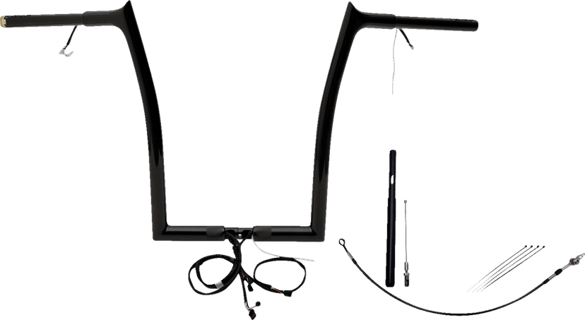 FAT BAGGERS INC. 0601-6167 EZ Install Wired 1-1/4" Pointed Top Handlebar Kit - 16" - Black