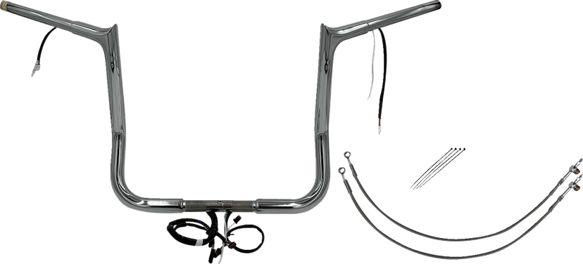 FAT BAGGERS INC. 0601-6168 EZ Install Wired 1-1/4" Pointed Top Handlebar Kit - 14" - Chrome