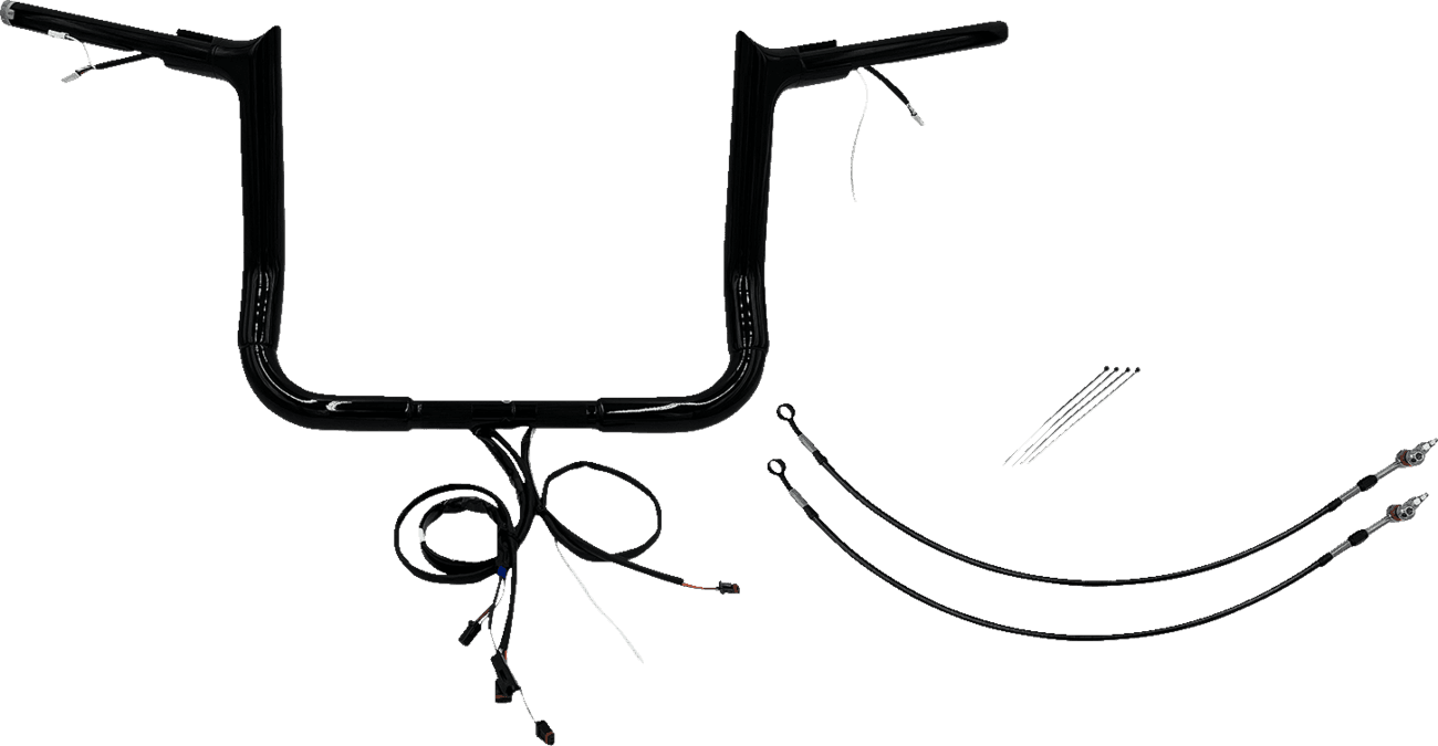FAT BAGGERS INC. 0601-6170 EZ Install Wired 1-1/2" Pointed Top Handlebar Kit - 12" - Black