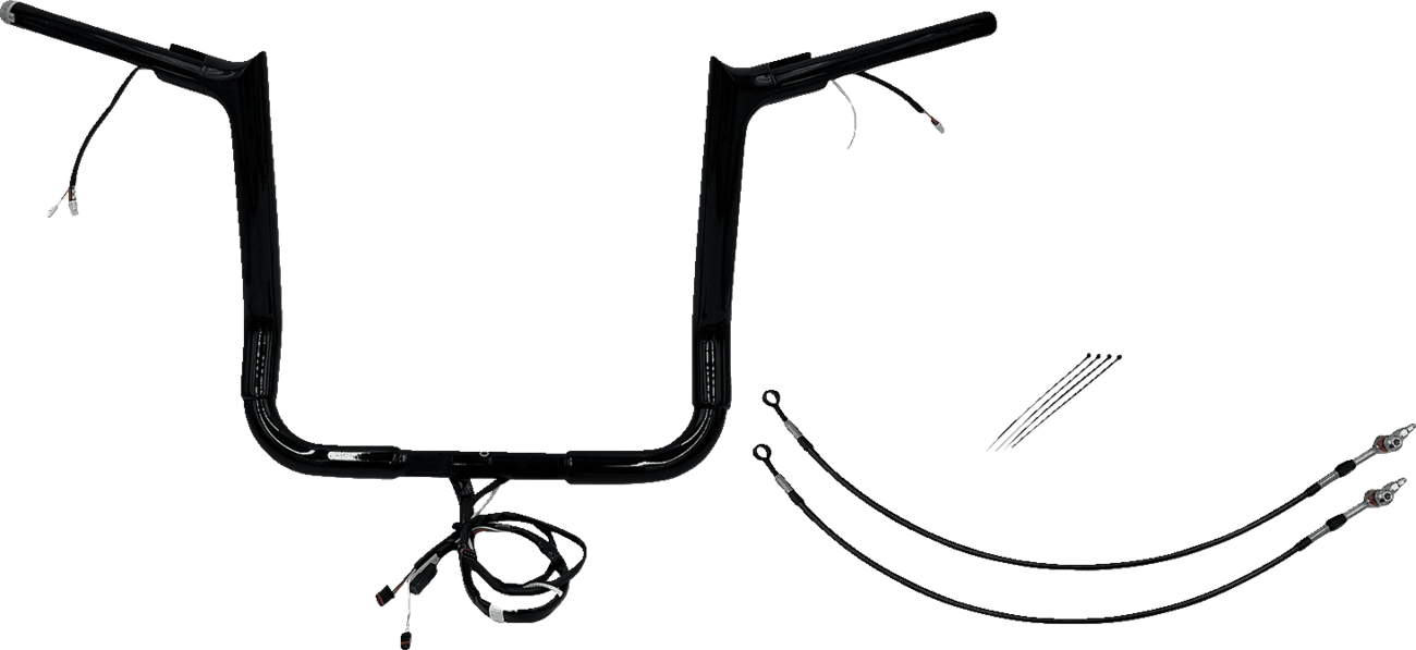FAT BAGGERS INC. 0601-6172 EZ Install Wired 1-1/2" Pointed Top Handlebar Kit - 14" - Black
