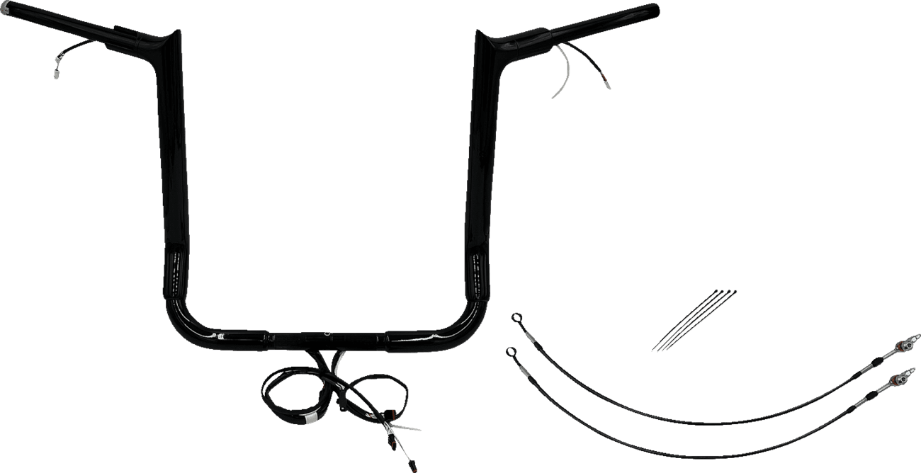 FAT BAGGERS INC. 0601-6180 EZ Install Wired 1-1/2" Pointed Top Handlebar Kit - 16" - Black
