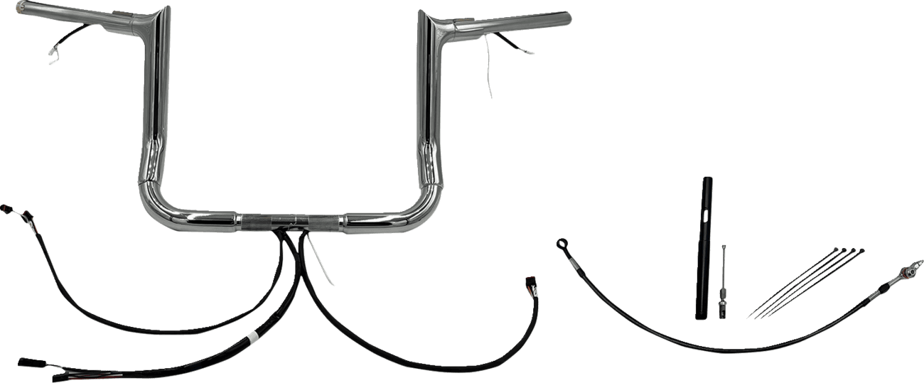 FAT BAGGERS INC. 0601-6181 EZ Install Wired 1-1/2" Pointed Top Handlebar Kit - 12" - Chrome