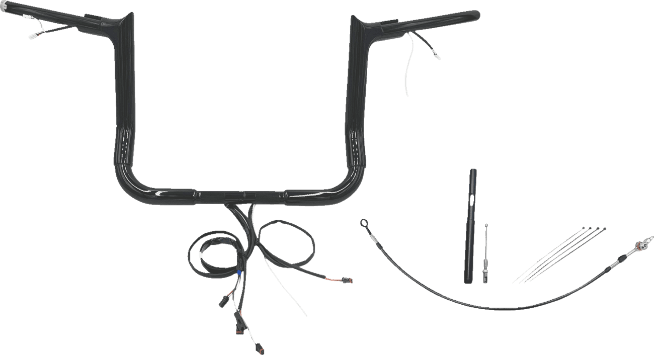 FAT BAGGERS INC. 0601-6182 EZ Install Wired 1-1/2" Pointed Top Handlebar Kit - 12" - Black