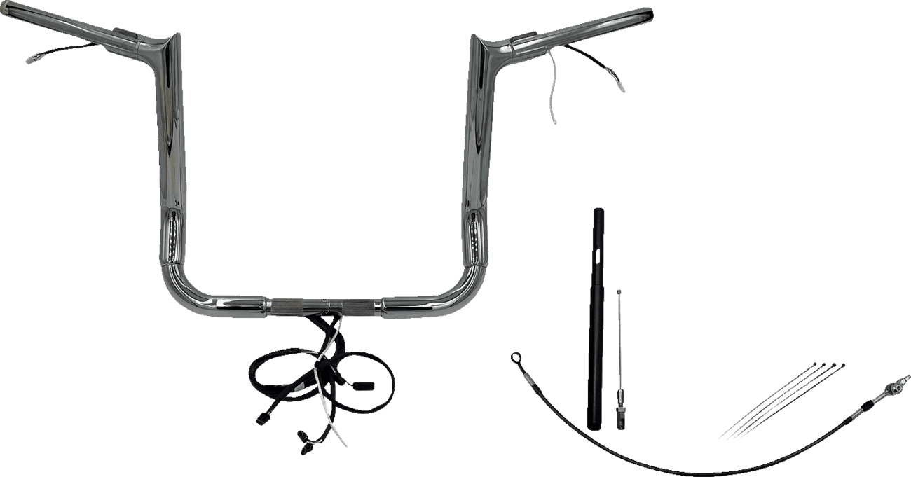 FAT BAGGERS INC. 0601-6183 EZ Install Wired 1-1/2" Pointed Top Handlebar Kit - 14" - Chrome