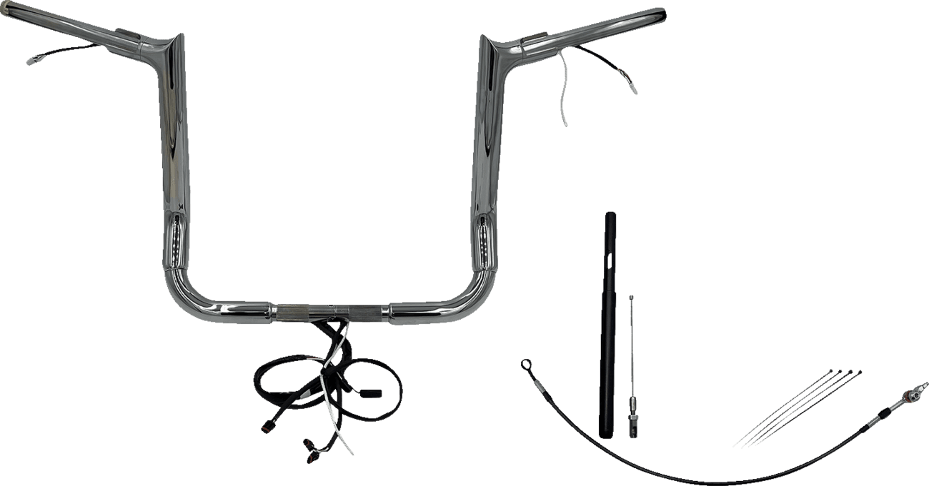 FAT BAGGERS INC. 0601-6183 EZ Install Wired 1-1/2" Pointed Top Handlebar Kit - 14" - Chrome