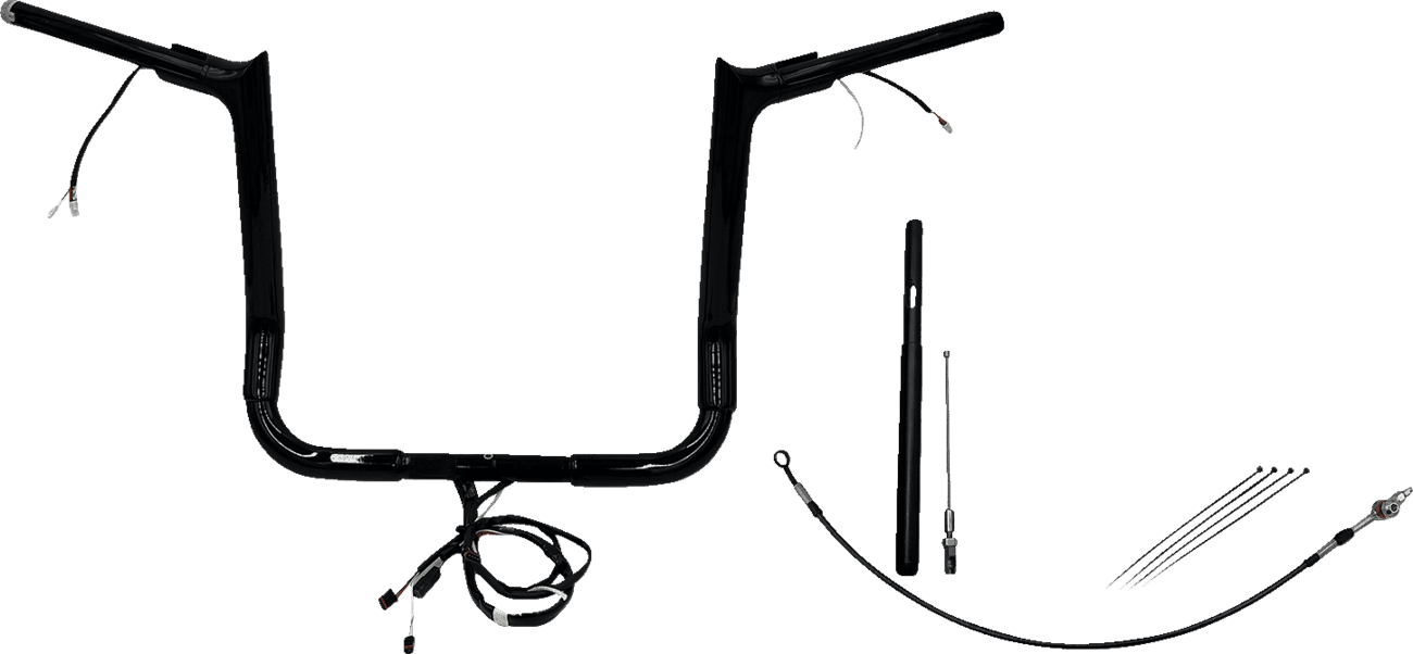 FAT BAGGERS INC. 0601-6184 EZ Install Wired 1-1/2" Pointed Top Handlebar Kit - 14" - Black