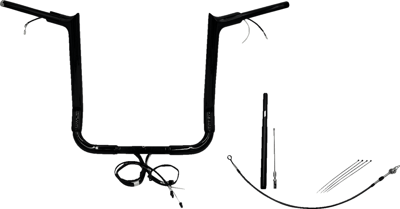 FAT BAGGERS INC. 0601-6186 EZ Install Wired 1-1/2" Pointed Top Handlebar Kit - 16" - Black