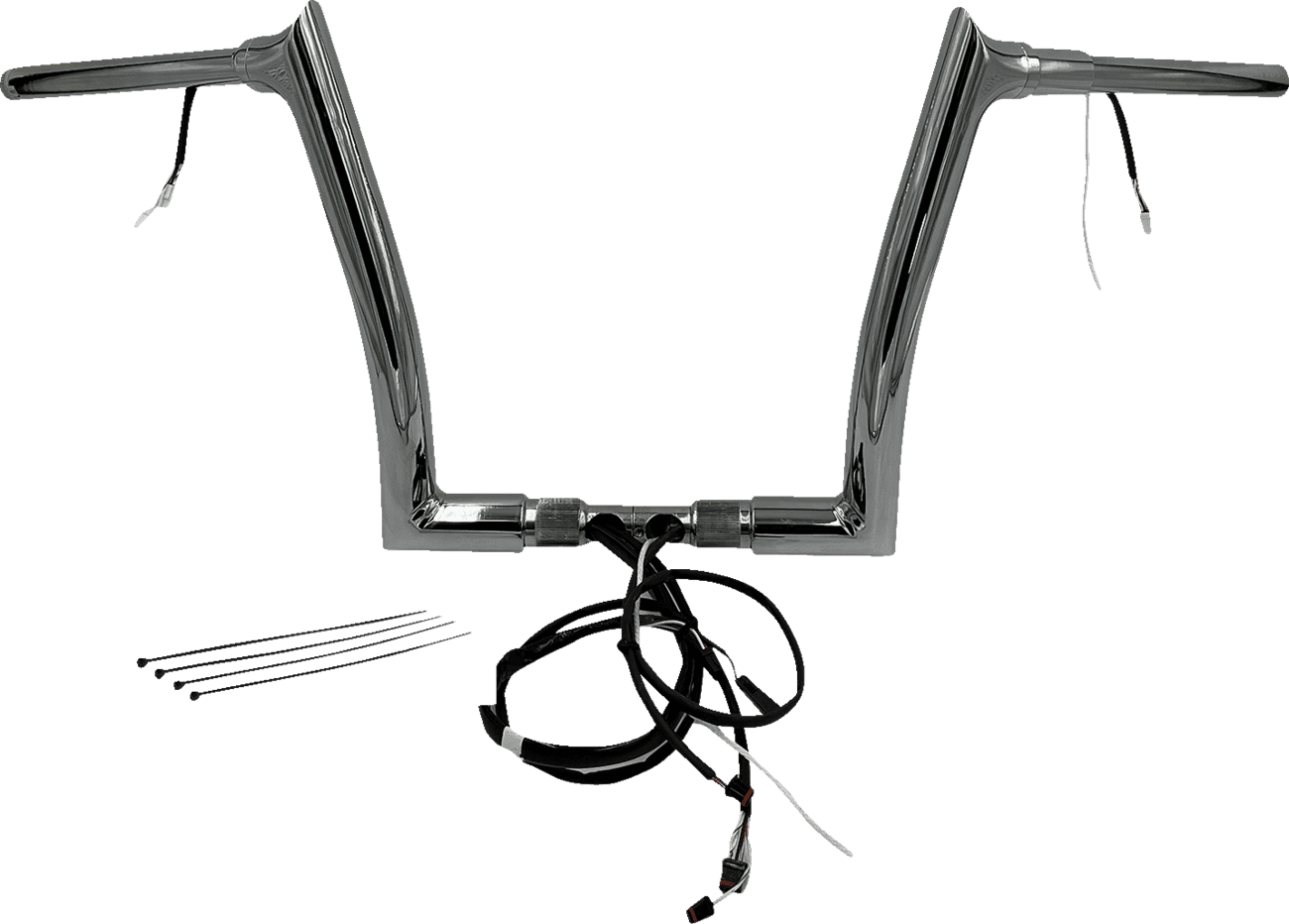 FAT BAGGERS INC. 0601-6187 EZ Install Wired 1-1/2" Pointed Top Handlebar Kit - 12" - Chrome