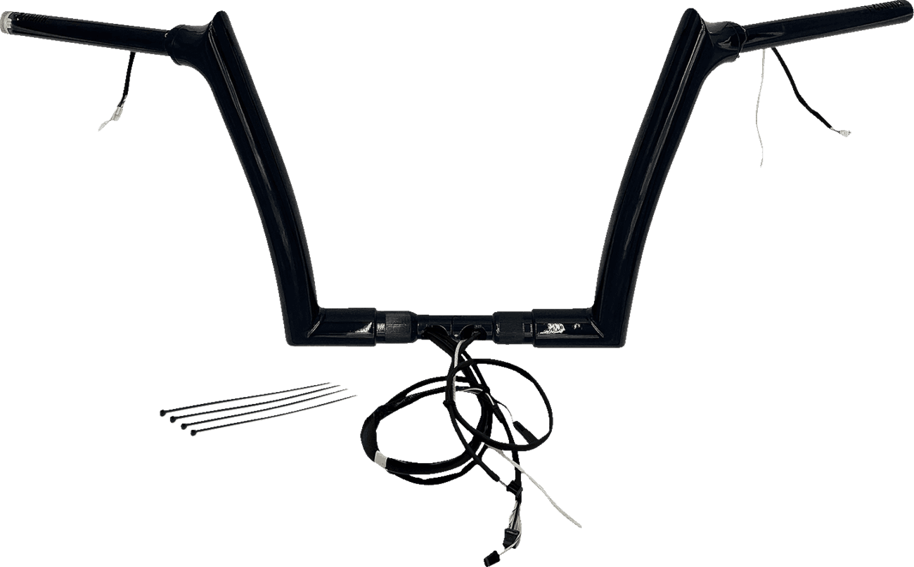 FAT BAGGERS INC. 0601-6188 EZ Install Wired 1-1/2" Pointed Top Handlebar Kit - 12" - Black