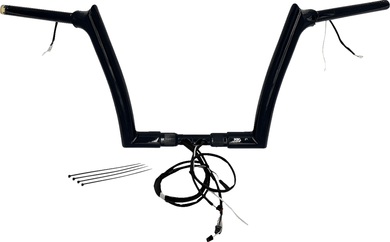 FAT BAGGERS INC. 0601-6188 EZ Install Wired 1-1/2" Pointed Top Handlebar Kit - 12" - Black