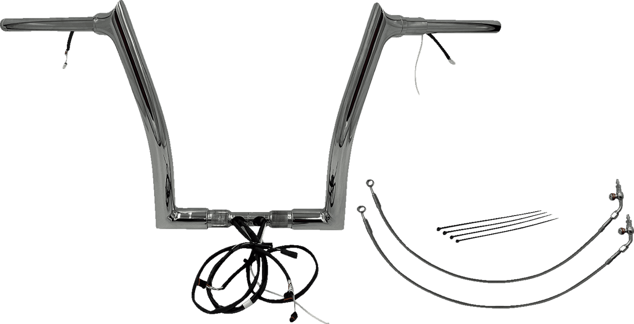 FAT BAGGERS INC. 0601-6189 EZ Install Wired 1-1/2" Pointed Top Handlebar Kit - 14" - Chrome