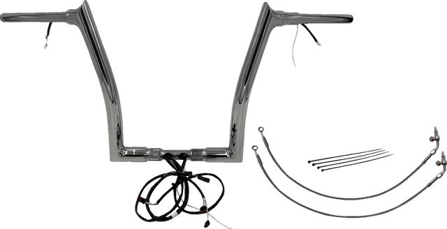 FAT BAGGERS INC. 0601-6189 EZ Install Wired 1-1/2" Pointed Top Handlebar Kit - 14" - Chrome