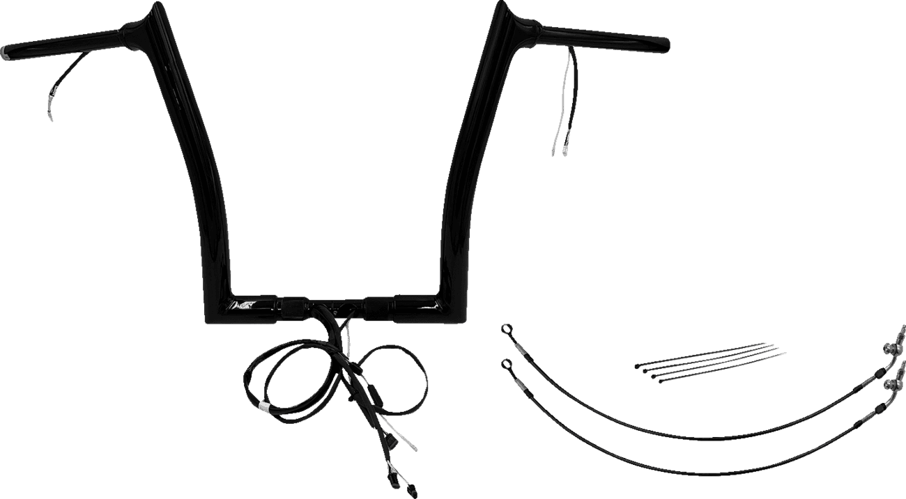 FAT BAGGERS INC. 0601-6190 EZ Install Wired 1-1/2" Pointed Top Handlebar Kit - 14" - Black