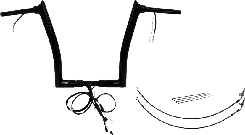 FAT BAGGERS INC. 0601-6190 EZ Install Wired 1-1/2" Pointed Top Handlebar Kit - 14" - Black