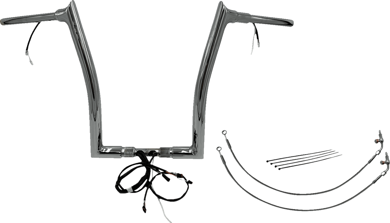 FAT BAGGERS INC. 0601-6191 EZ Install Wired 1-1/2" Pointed Top Handlebar Kit - 16" - Chrome