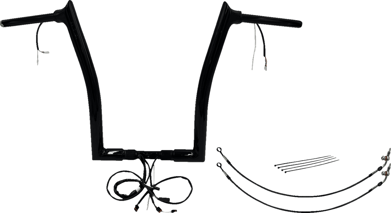 FAT BAGGERS INC. 0601-6192 EZ Install Wired 1-1/2" Pointed Top Handlebar Kit - 16" - Black