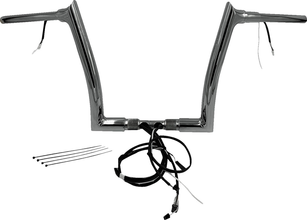 FAT BAGGERS INC. 0601-6193 EZ Install Wired 1-1/2" Pointed Top Handlebar Kit - 12" - Chrome