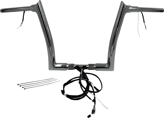 FAT BAGGERS INC. 0601-6193 EZ Install Wired 1-1/2" Pointed Top Handlebar Kit - 12" - Chrome