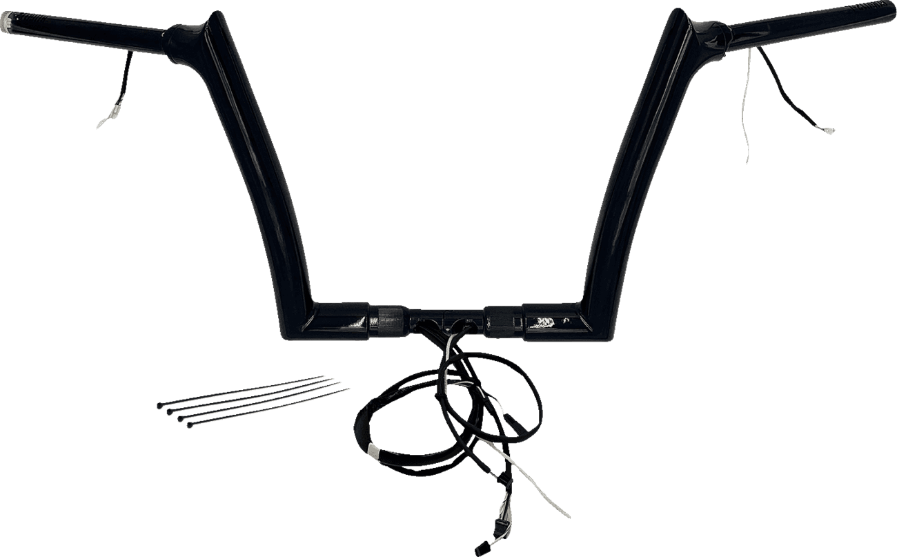 FAT BAGGERS INC. 0601-6194 EZ Install Wired 1-1/2" Pointed Top Handlebar Kit - 12" - Black